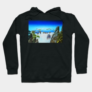 Close to the Edge Fantasy Print Mountain Lake Surreal Art Hoodie